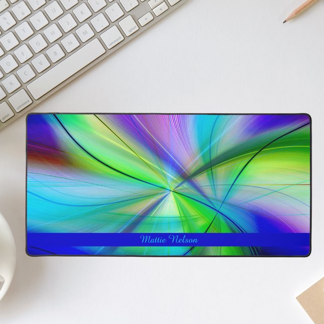 Modern farbiges Muster Wasserfarbe Blau Schreibtischunterlage (Von Creator hochgeladen)