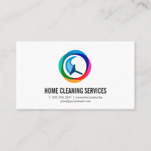 Modern farbiges Squeegee-Logo Reinigungsmaid Visitenkarte
