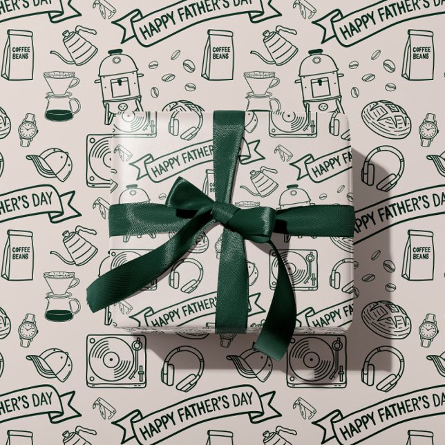 Modern Father's Day Doodle Pattern Millennial Dad Geschenkpapier (Von Creator hochgeladen)