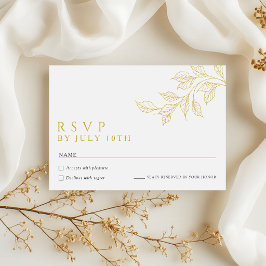 Modern Faux Gold Botanical Wedding RSVP Cards Karte