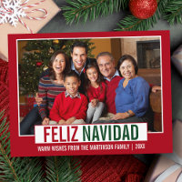Modern Feliz Navidad Family Foto Red