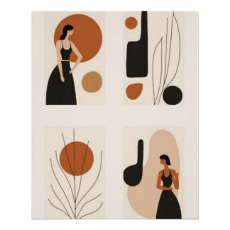 Modern Feminine Balance II | Abstrakte Frau Geo Poster