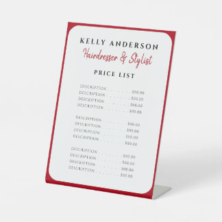Modern Feminine Red Border Hairdresser Price List Sockelschild