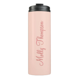 Modern Feminine Soft Pink Script Individuelle Name Thermosbecher