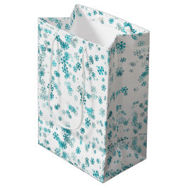 Modern Festive Snowflake Joy white black green Mittlere Geschenktüte