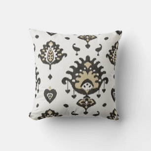 Modern fett-beige-Schwarz-weißes Ikat-Stammmuster Kissen