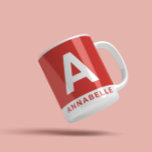 Modern fett gefärbter Farbblock personalisierter N Kaffeetasse<br><div class="desc">Moderne fette Farbblockade gürtelrot personalisierter Name. Mit Platz für Initialen und Namen. Farben können geändert werden.</div>