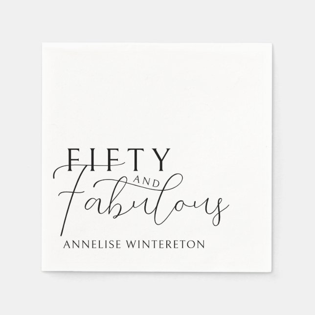 Modern Fifty and Fabulous 50th Birthday Party Serviette (Vorderseite)