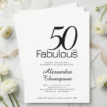Modern Fifty and Fabulous Bold 50th Birthday Party Einladung<br><div class="desc">Modern Minimal Fifty and Fabulous black modern 50th birthday invitation that you can personalize and send out for your fiftieth birthday party celebration. The words "Fifty and Fabulous" are set using trending bold font typography. . Text colors can be changed using the edit menu.</div>