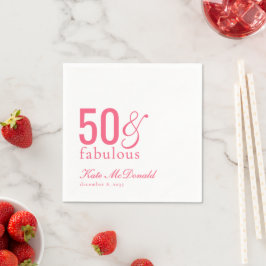 Modern Fifty and Fabulous Bold 50th Birthday Party Serviette