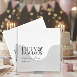 Modern Fifty and Fabulous Bold 50th Birthday Party Serviette