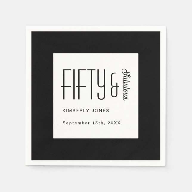 Modern Fifty and Fabulous Bold 50th Birthday Party Serviette (Vorderseite)