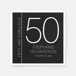 Modern Fifty and Fabulous Name Date 50th Birthday Serviette