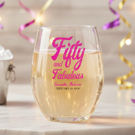 Modern Fifty and Fabulous Pink 50th Birthday Party Weinglas Ohne Stiel