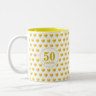 Modern Fifty & Fabulous mit goldenen Punkten auf W Zweifarbige Tasse