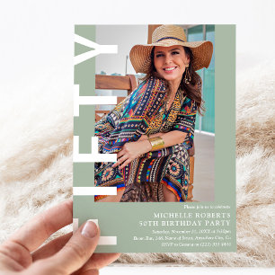 Modern FIFTY Photo 50th Birthday Party Invitation