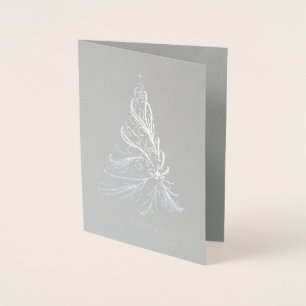 Modern Filigree Weihnachtsbaum Silver Foil Card Folienkarte