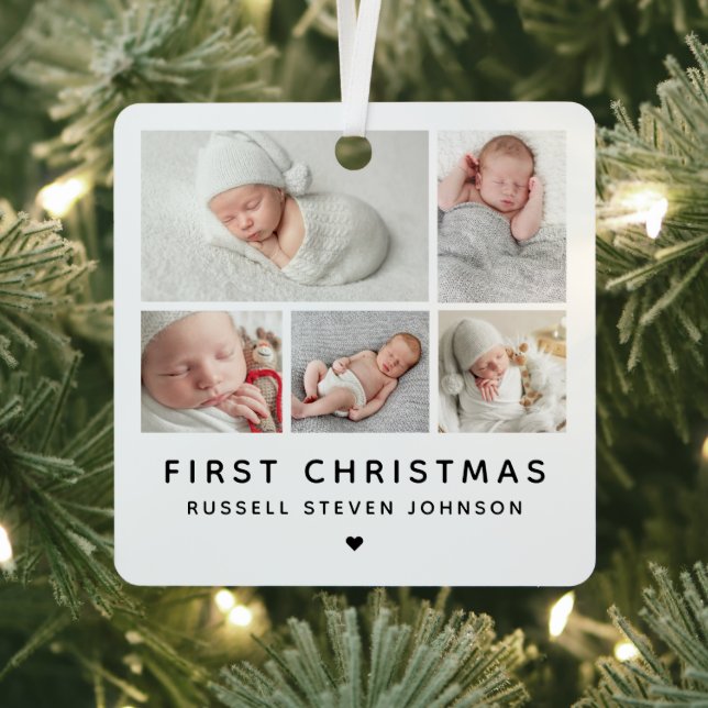 Modern First Christmas 5 Fotos Ornament Aus Metall (InSitu)