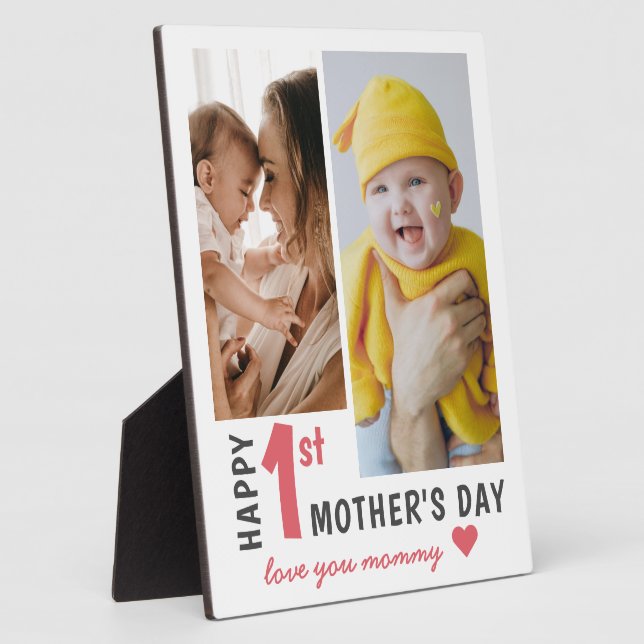 Modern First Mother's Day 2 Foto Collage Fotoplatte (Seite)