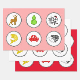 Modern Fish Prawn Crab Dice Game Wetten Matten Geschenkpapier Set