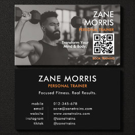 Modern Fitness Coach Photo QR Code Visitenkarte