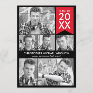 Modern Flag Abschluss Einladung - Rot