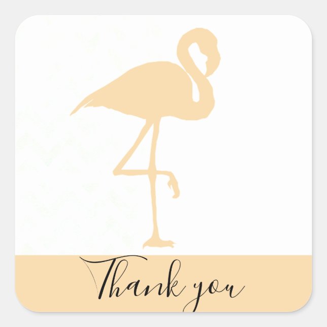 Modern Flamingo, danke, Square Sticker (Vorderseite)