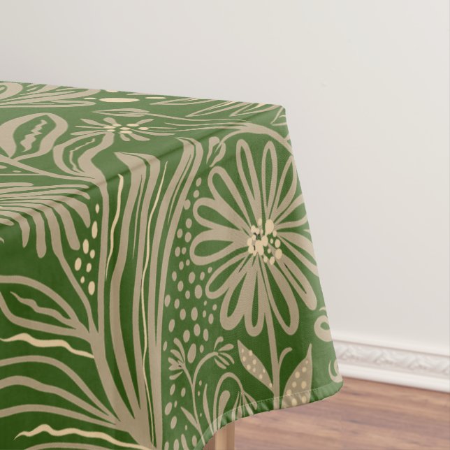 Modern | FLORABdruck | Beige auf Grün Tischdecke (Beispiel)