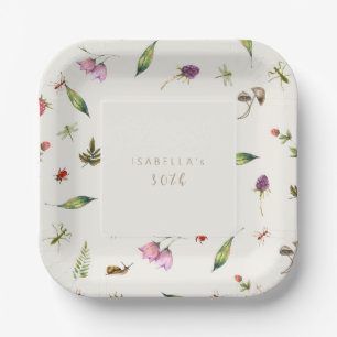 Modern Floral 30. Grüne Berries Insekten Pappteller
