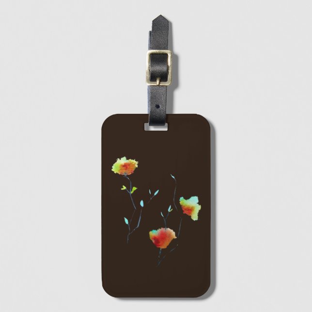 Modern Floral Abstract art flower watercolor Gepäckanhänger (Vorderseite Vertikal)