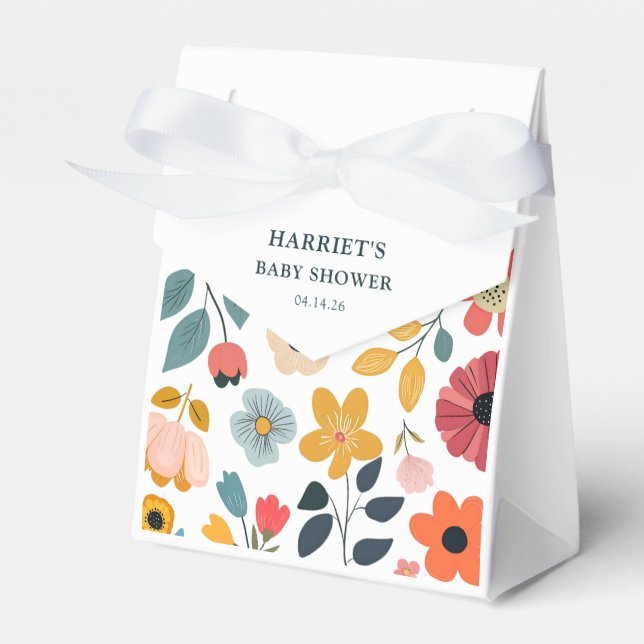 Modern Floral Baby Shower Geschenkschachtel (Vorderseite)