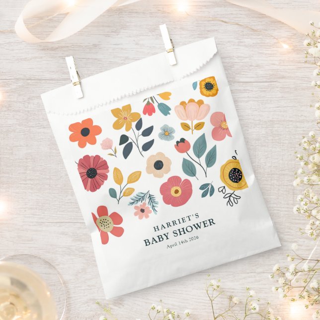 Modern Floral Baby Shower Geschenktütchen (Ausgeschnitten)