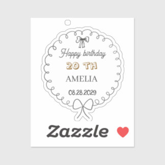 Modern Floral Birthday | Elegant Flower Design  Aufkleber