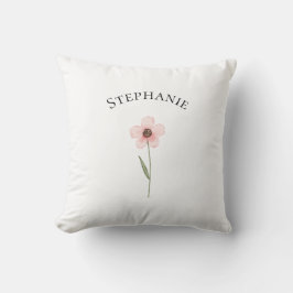 Modern Floral Botanical Simple Watercolor Name  Kissen