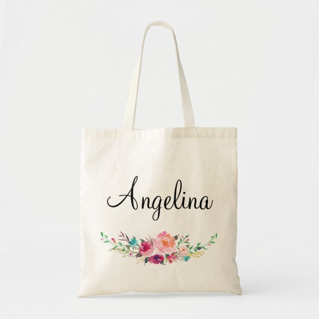 Modern Floral Bridesmaid Personalized-5 Tragetasche (Vorne)