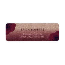 Modern Floral Burgundy & Rose Gold Glitzer Ombre