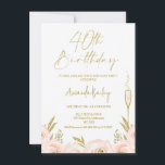 Modern Floral Champagne Glass 40. Geburtstag Einladung<br><div class="desc">Modernes Blumenglass 40. Geburtstag Einladung Sweet pink Gold 40. Geburtstag Einladung mit einem Champagner Glas und rosa und goldfarbenen floralen Arrangement. Dieses Design ist ideal für jemanden,  der eine moderne,  rot-goldene Einladung zum 40. Geburtstag sucht.</div>