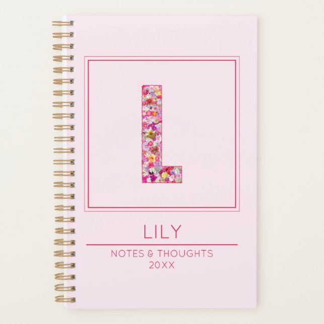 Modern Floral Colorful Monogram Name Letter L Planer (Vorderseite)