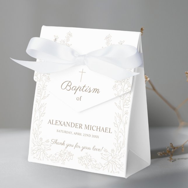 Modern Floral Cross Christian Baptism Thank You Geschenkschachtel (Von Creator hochgeladen)
