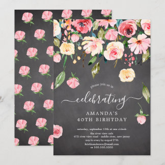 Modern Floral Drop Pink Peonies Geburtstagsparty Einladung