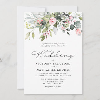 Modern Floral Eucalyptus Leaves Greenery Wedding Einladung