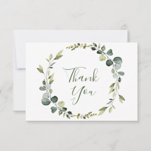 Modern Floral Eucalyptus Watercolor Wreath Boho Dankeskarte
