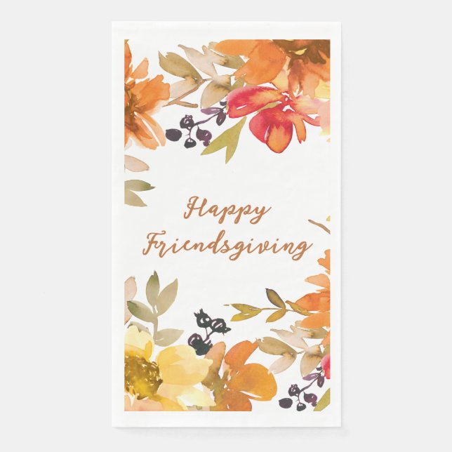 Modern Floral Friendsgiving  Serviette (Vorderseite)