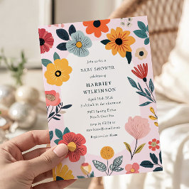Modern Floral Girl Baby Shower Einladung