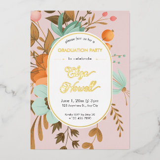Modern Floral Graduation Party Folieneinladung