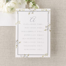 Modern Floral Grey Wedding Seating Chart Tischnummer