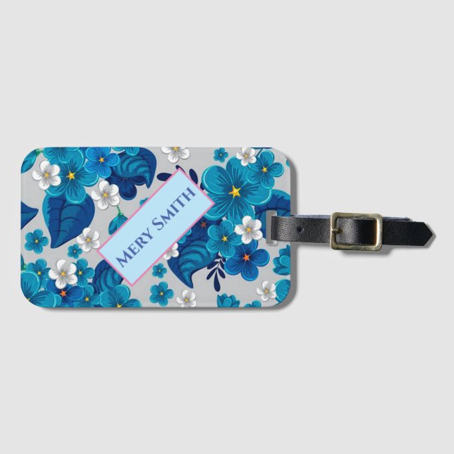 Modern floral Ihr Name Gepäckanhänger (Vorderseite (Horizontal))