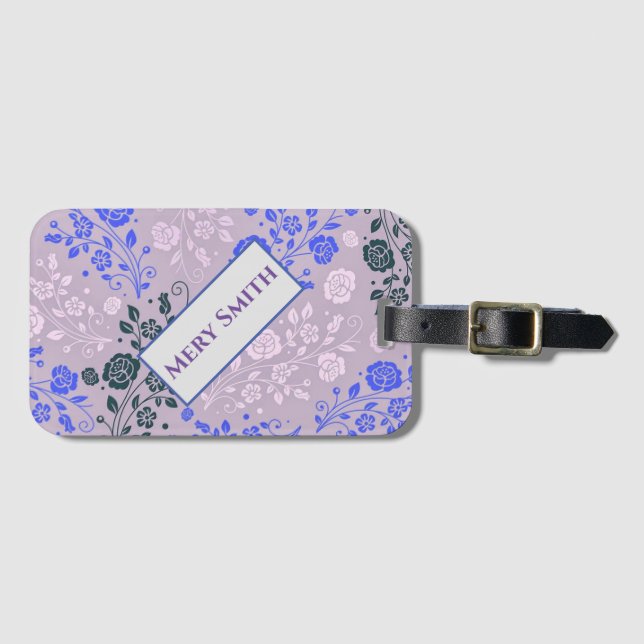 Modern floral Ihr Name Gepäckanhänger (Vorderseite (Horizontal))