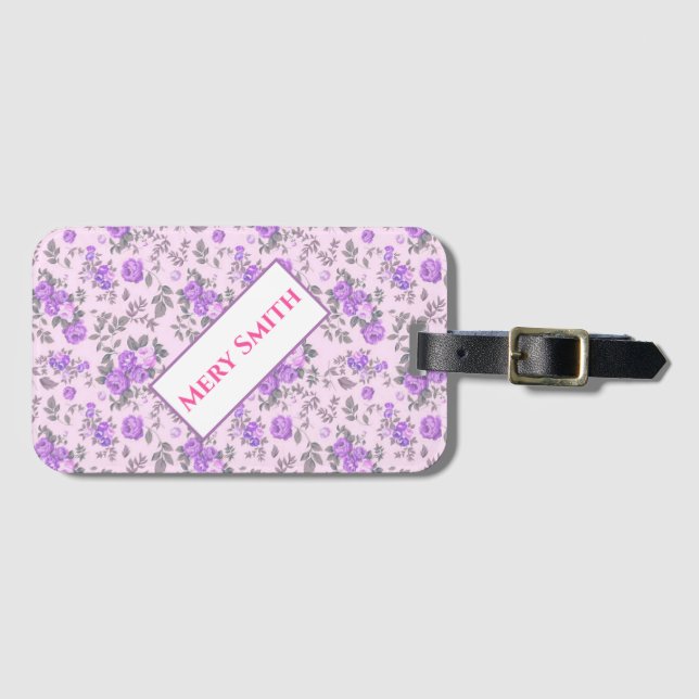 Modern floral Ihr Name Gepäckanhänger (Vorderseite (Horizontal))