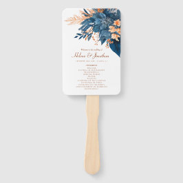 Modern Floral Indigo Rust Boho Elegante Hochzeit Fächer